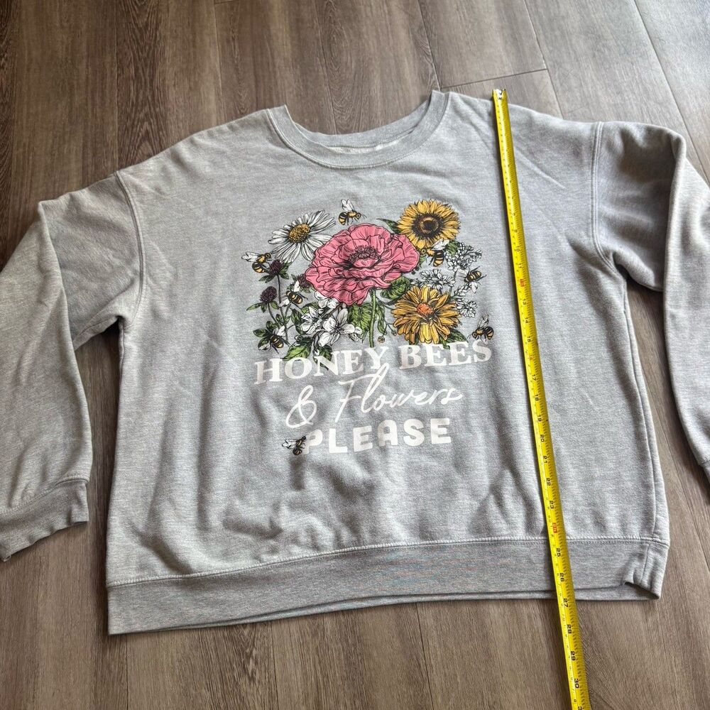 Sweater Oversized Gray Size XXXL Floral Streetwear Honey Bees And Flowers Please - Picture 7 of 7